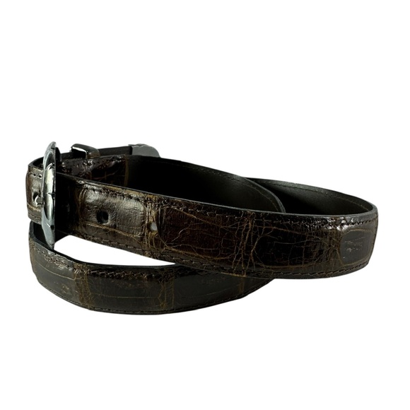 Vintage J & M Davidson Brown Genuine Crocodile Western Belt Unisex Size 26